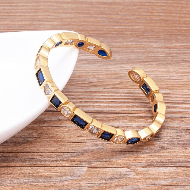 Bracelet femme doré, manchette, zircon cubique, romantique – Vente Flash Bijoux