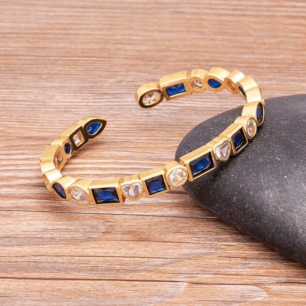 Bracelet femme doré, manchette, zircon cubique, romantique – Vente Flash Bijoux