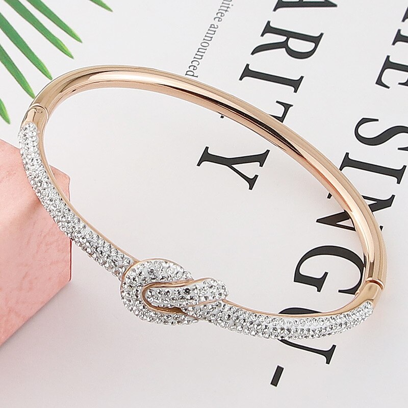 Bracelet femme doré, nœud, cristal – Vente Flash Bijoux