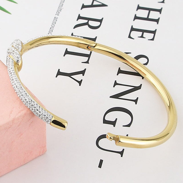 Bracelet femme doré, nœud, cristal – Vente Flash Bijoux