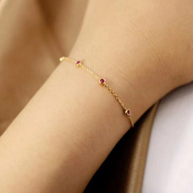 Bracelet femme doré, chaîne, zircon cubique – Vente Flash Bijoux
