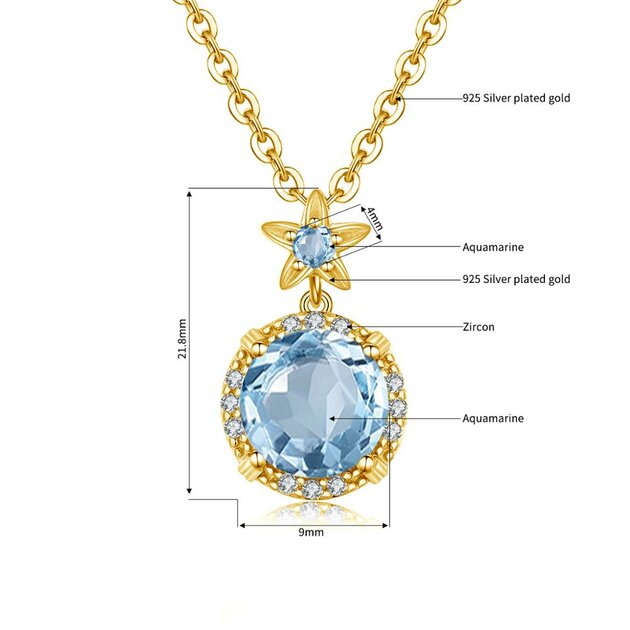 Collier femme doré, aigue-marine – Vente Flash Bijoux