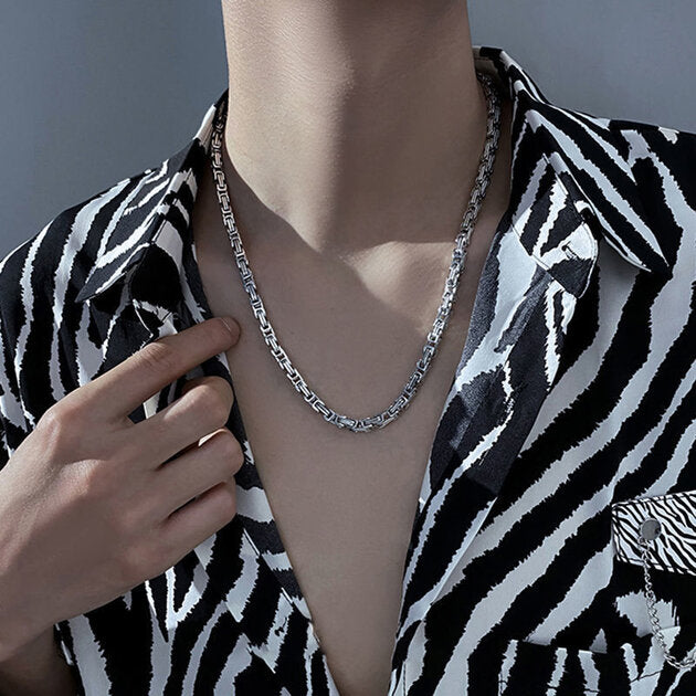 Collier homme acier inoxydable, chaîne, graphique – Vente Flash Bijoux