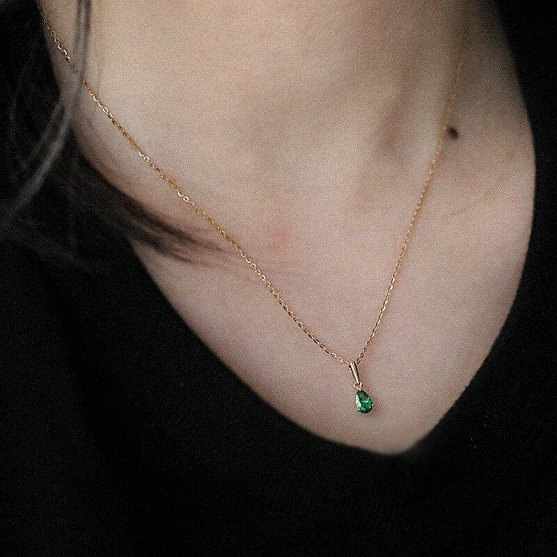 Collier femme doré, goutte, zircon cubique, délicat – Vente Flash Bijoux
