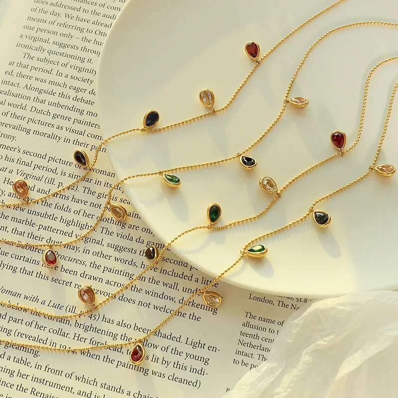 Collier femme doré, goutte, zircon cubique – Vente Flash Bijoux