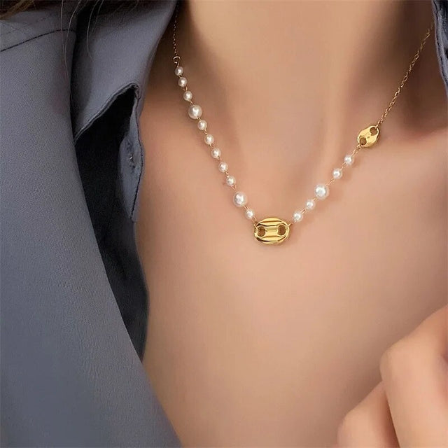 Collier femme doré, perles, chic – Vente Flash Bijoux