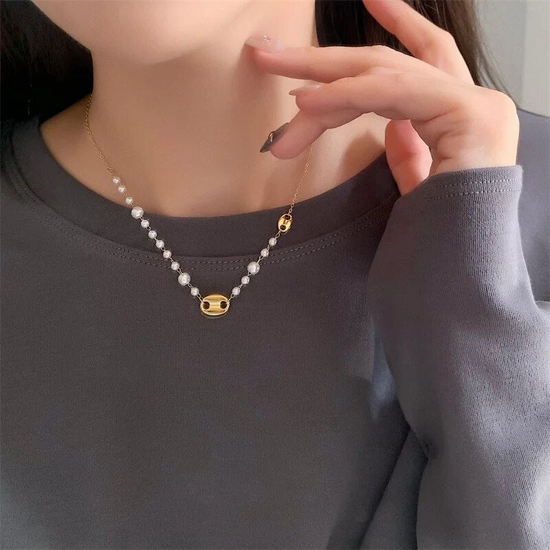 Collier femme doré, perles, chic – Vente Flash Bijoux