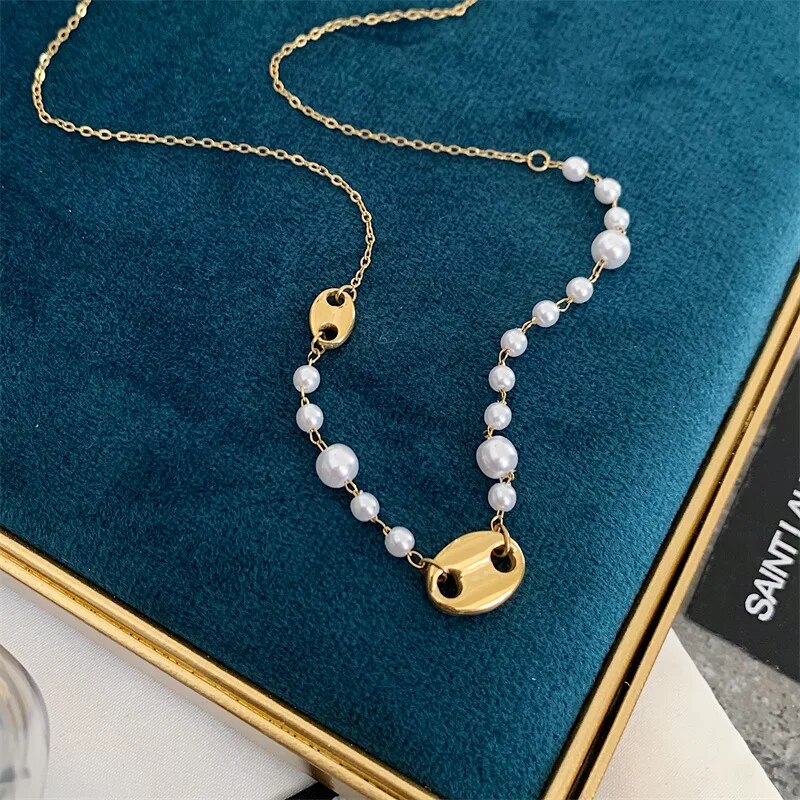 Collier femme doré, perles, chic – Vente Flash Bijoux