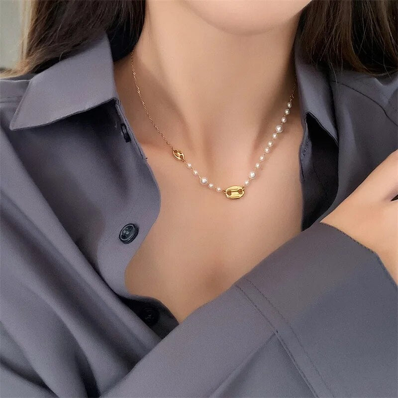 Collier femme doré, perles, chic – Vente Flash Bijoux