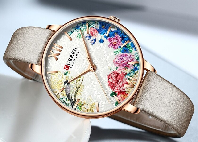 Montre femme acier inoxydable, à quartz, bracelet cuir, vintage – Vente Flash Bijoux