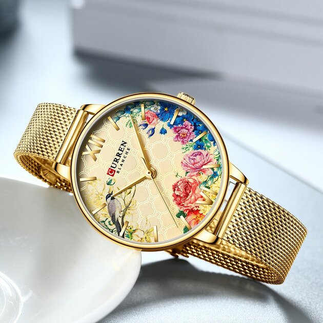Montre femme acier inoxydable, à quartz, bracelet cuir, vintage – Vente Flash Bijoux