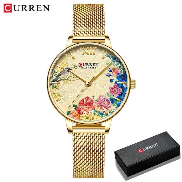 Montre femme acier inoxydable, à quartz, bracelet cuir, vintage – Vente Flash Bijoux