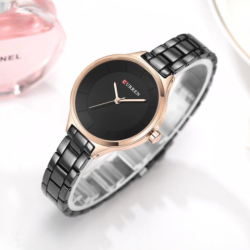 Montre femme acier inoxydable, à quartz, bracelet acier, minimaliste – Vente Flash Bijoux