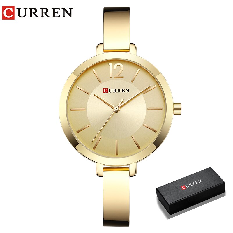 Montre femme dorée, à quartz, bracelet acier, graphique – Vente Flash Bijoux