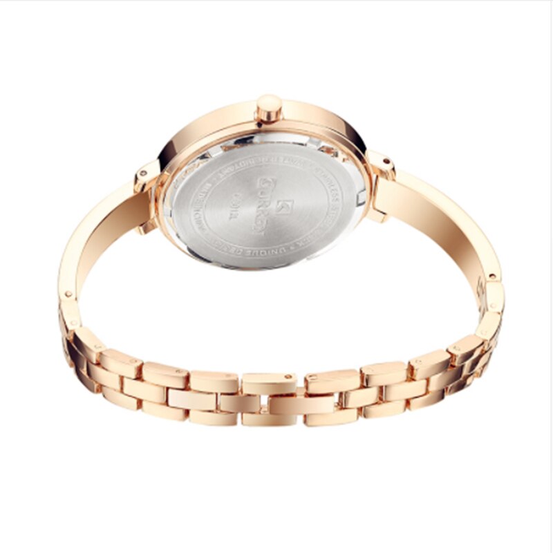 Montre femme dorée, à quartz, bracelet acier, graphique – Vente Flash Bijoux