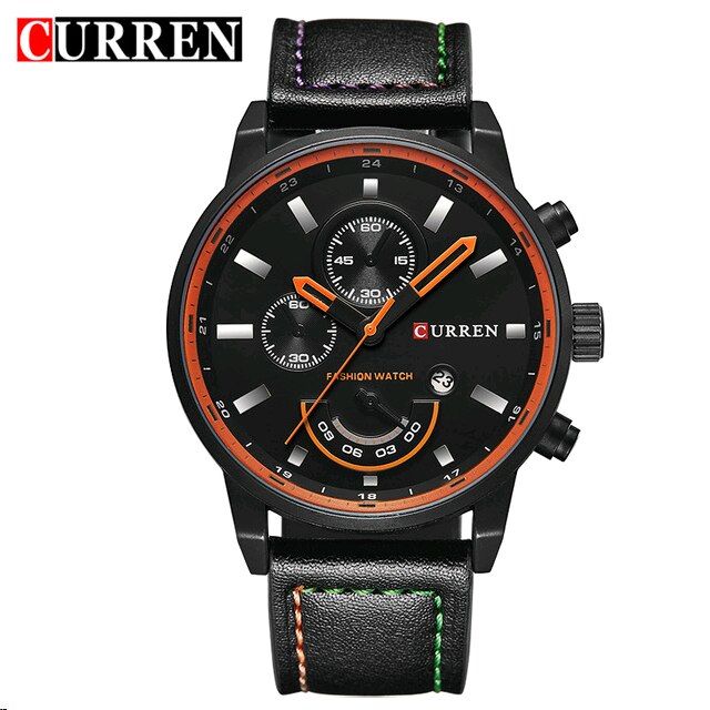 Montre homme à quartz, bracelet cuir – Vente Flash Bijoux