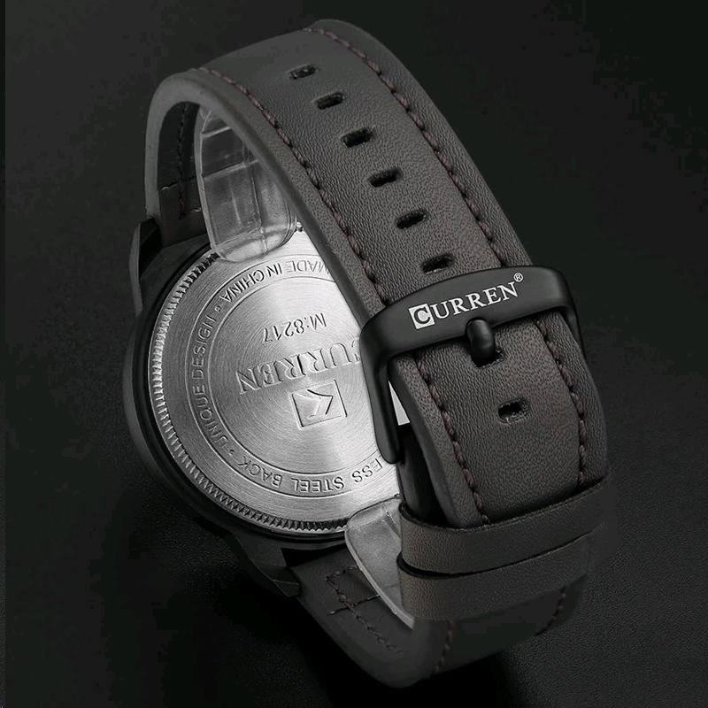 Montre homme à quartz, bracelet cuir – Vente Flash Bijoux