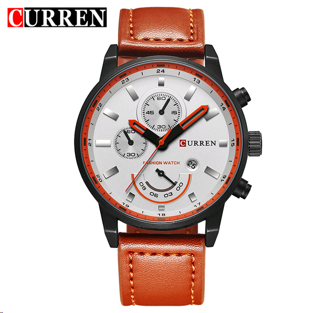 Montre homme à quartz, bracelet cuir – Vente Flash Bijoux