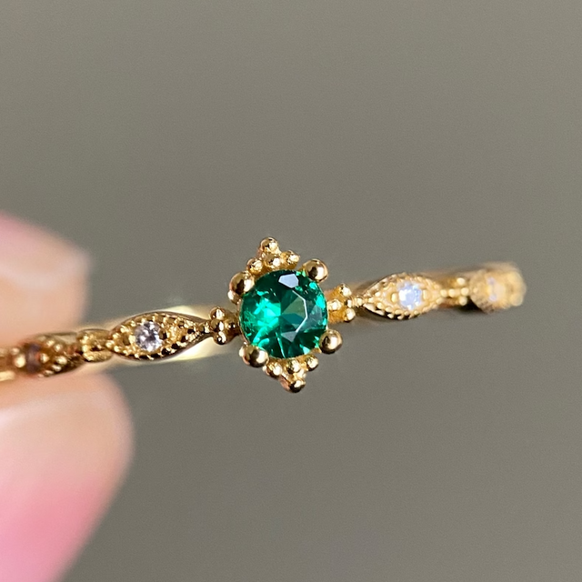 Bague femme dorée ou argentée, émeraude – Vente Flash Bijoux