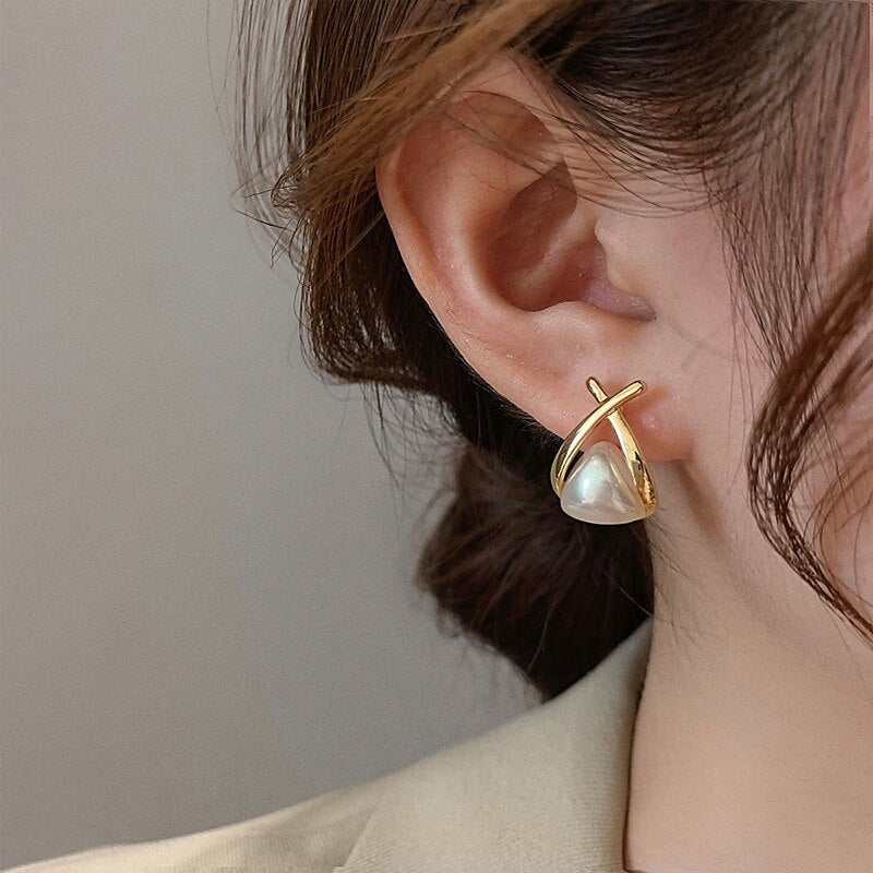 Boucles d'oreilles croix, perles – Vente Flash Bijoux