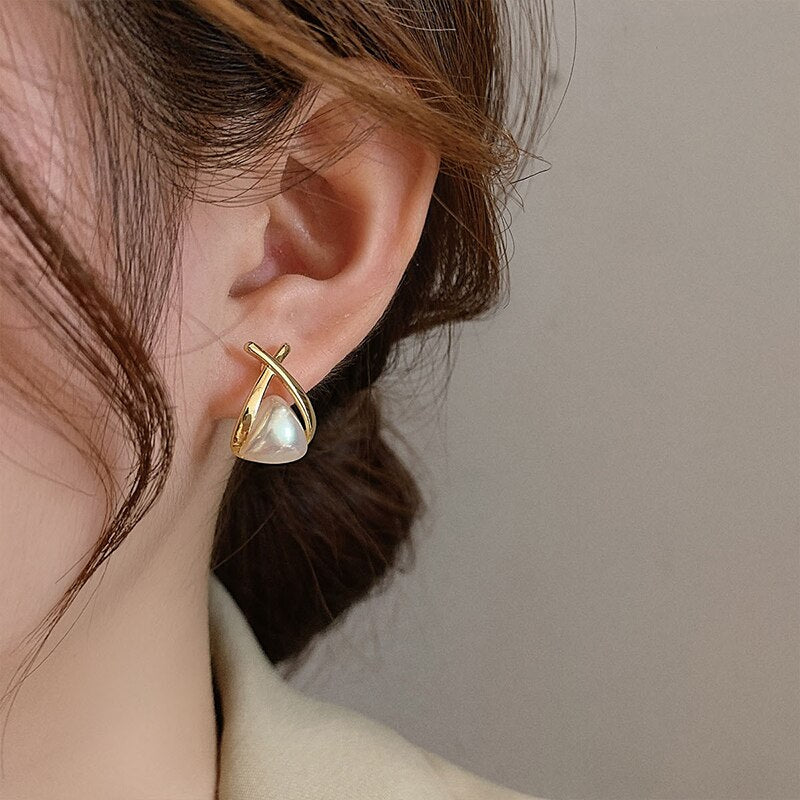 Boucles d'oreilles croix, perles – Vente Flash Bijoux