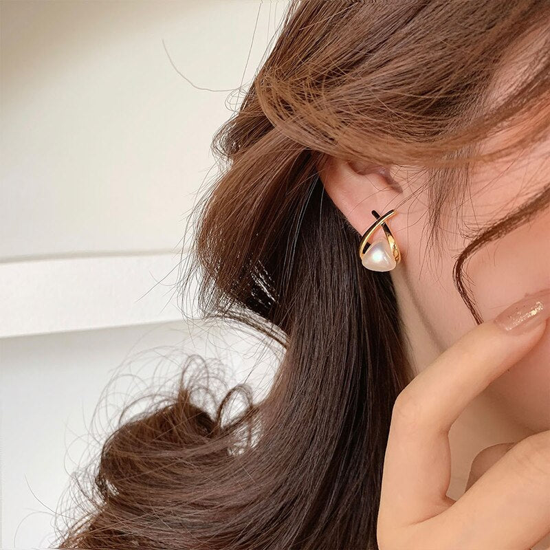 Boucles d'oreilles croix, perles – Vente Flash Bijoux