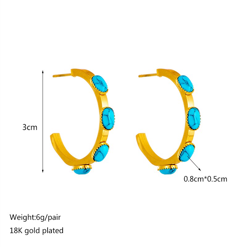 Boucles d'oreilles dorées, turquoise – Vente Flash Bijoux