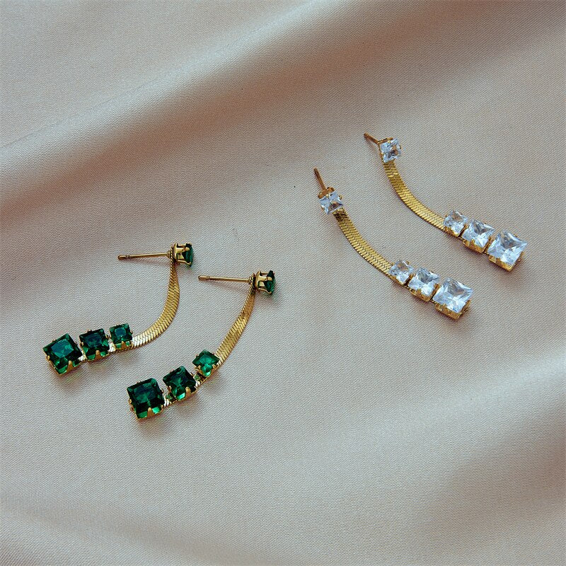 Boucles d'oreilles dorées, zircon cubique – Vente Flash Bijoux