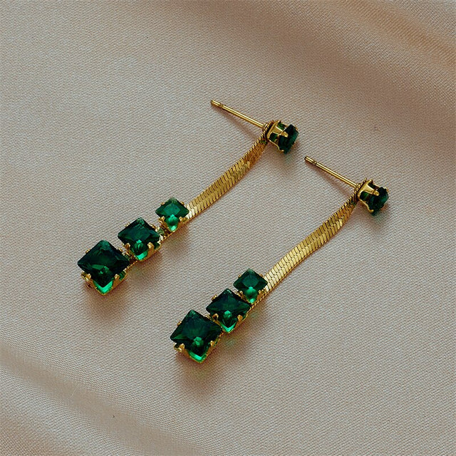 Boucles d'oreilles dorées, zircon cubique – Vente Flash Bijoux