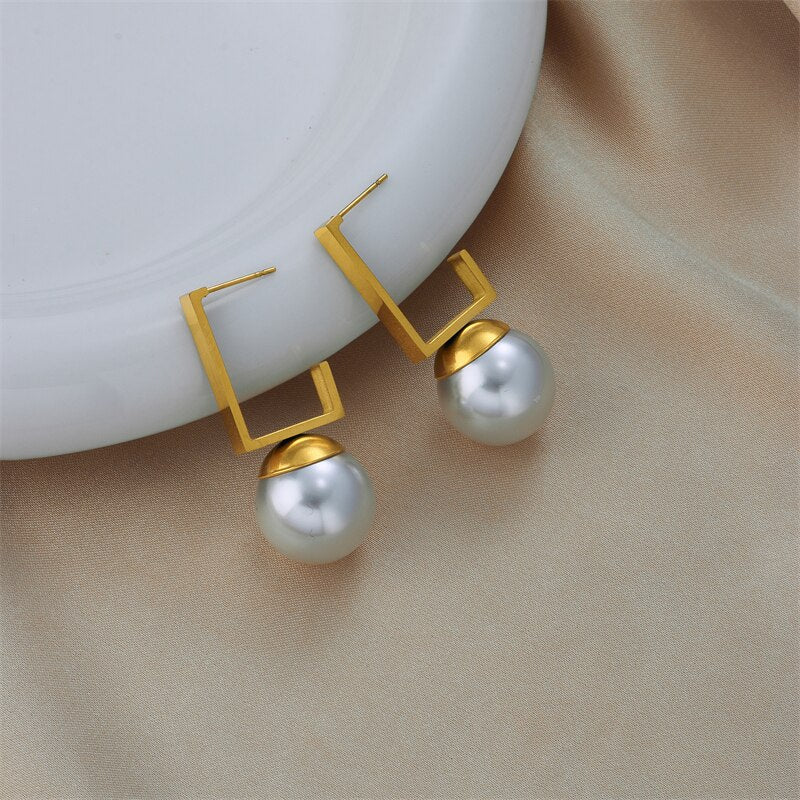 Boucles d'oreilles dorées, perles, raffiné – Vente Flash Bijoux
