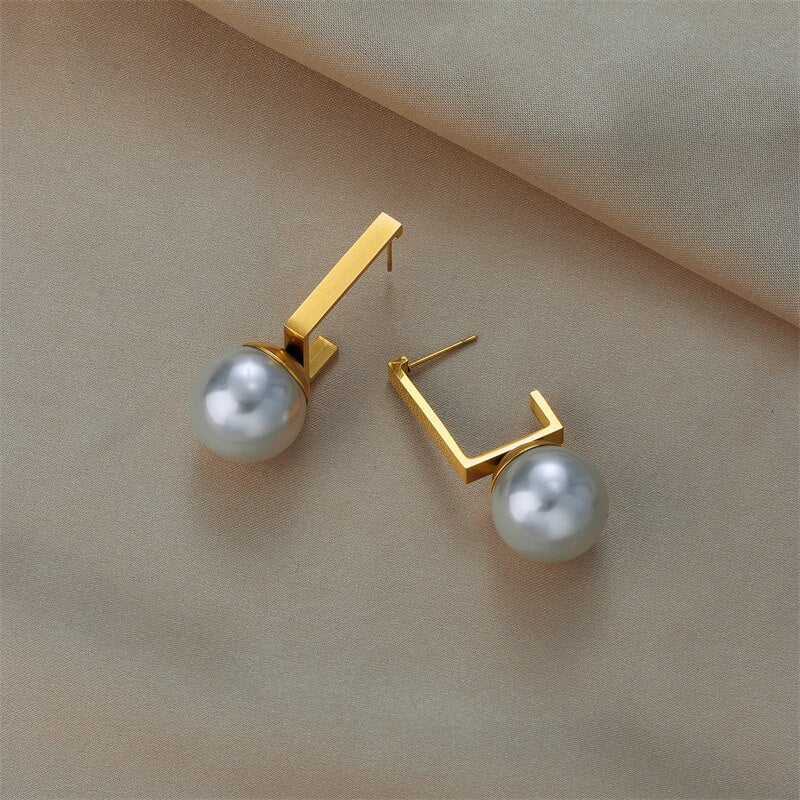 Boucles d'oreilles dorées, perles, raffiné – Vente Flash Bijoux