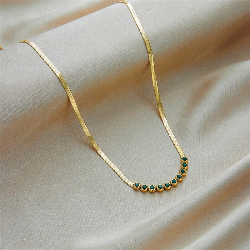 Collier femme doré, zircon cubique, vintage – Vente Flash Bijoux