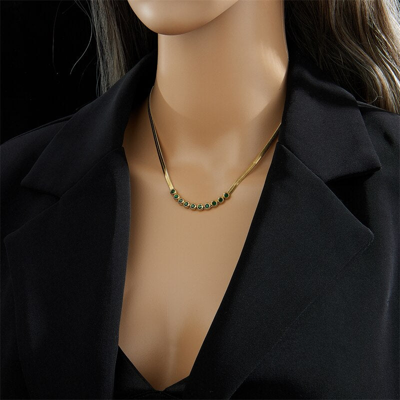 Collier femme doré, zircon cubique, vintage – Vente Flash Bijoux