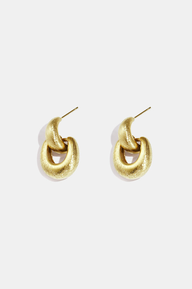 Boucles d’oreilles dorées entrelacées Lumé en acier inoxydable texturé