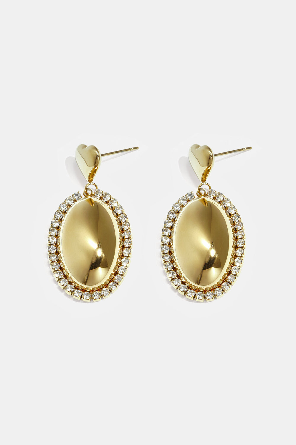 Boucles d’oreilles pendantes ovales dorées à strass Lumé