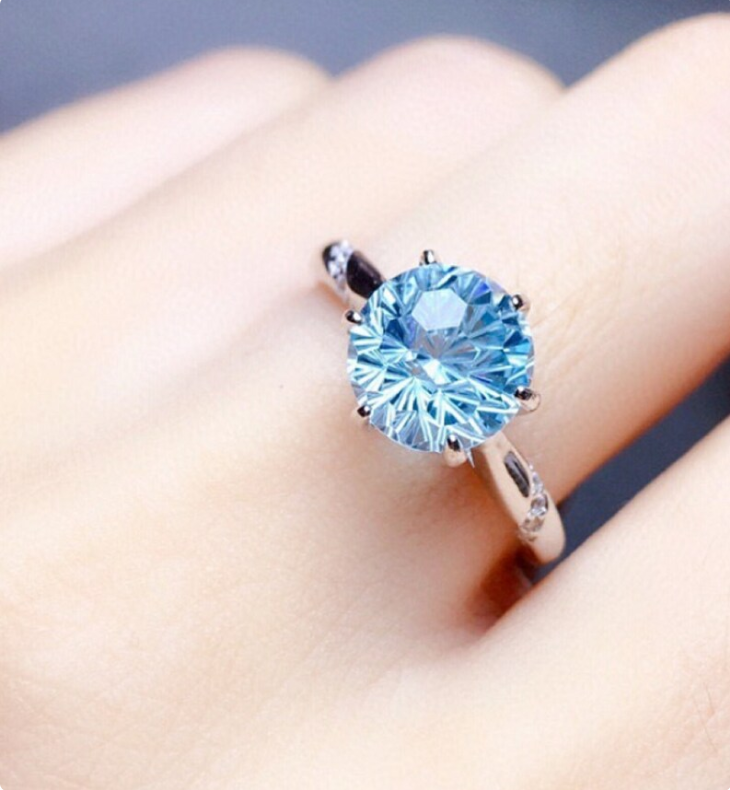 Bague femme argentée, saphir, ajustable – Vente Flash Bijoux