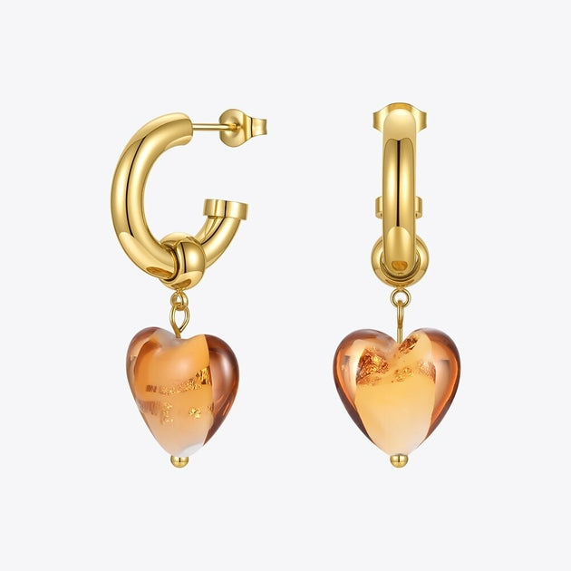 Boucles d'oreilles dorées, cœur – Vente Flash Bijoux