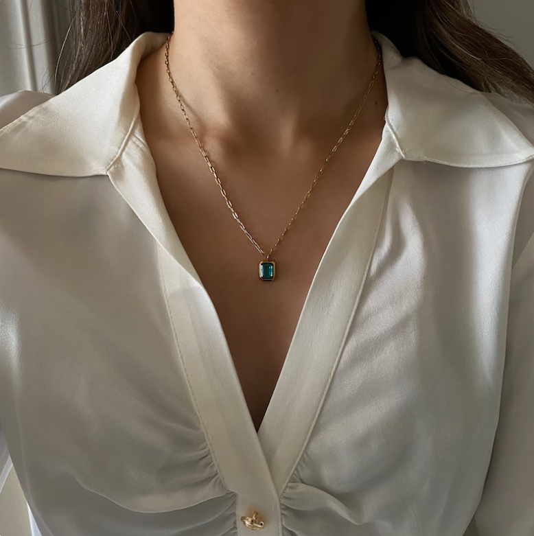Collier femme doré, zircon cubique, romantique – Vente Flash Bijoux