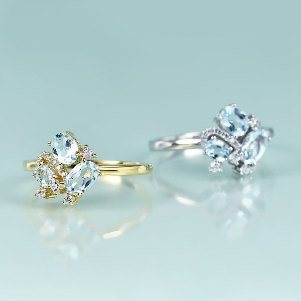 Bague femme dorée ou argentée, trilogie, topaze – Vente Flash Bijoux