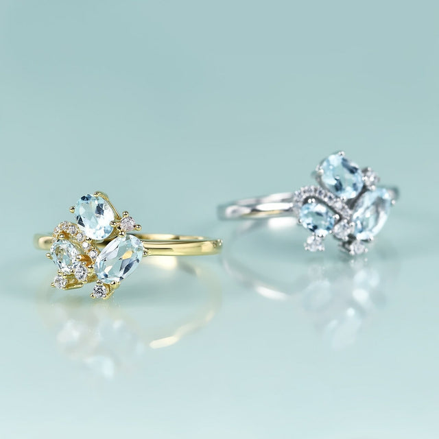 Bague femme dorée ou argentée, trilogie, topaze – Vente Flash Bijoux