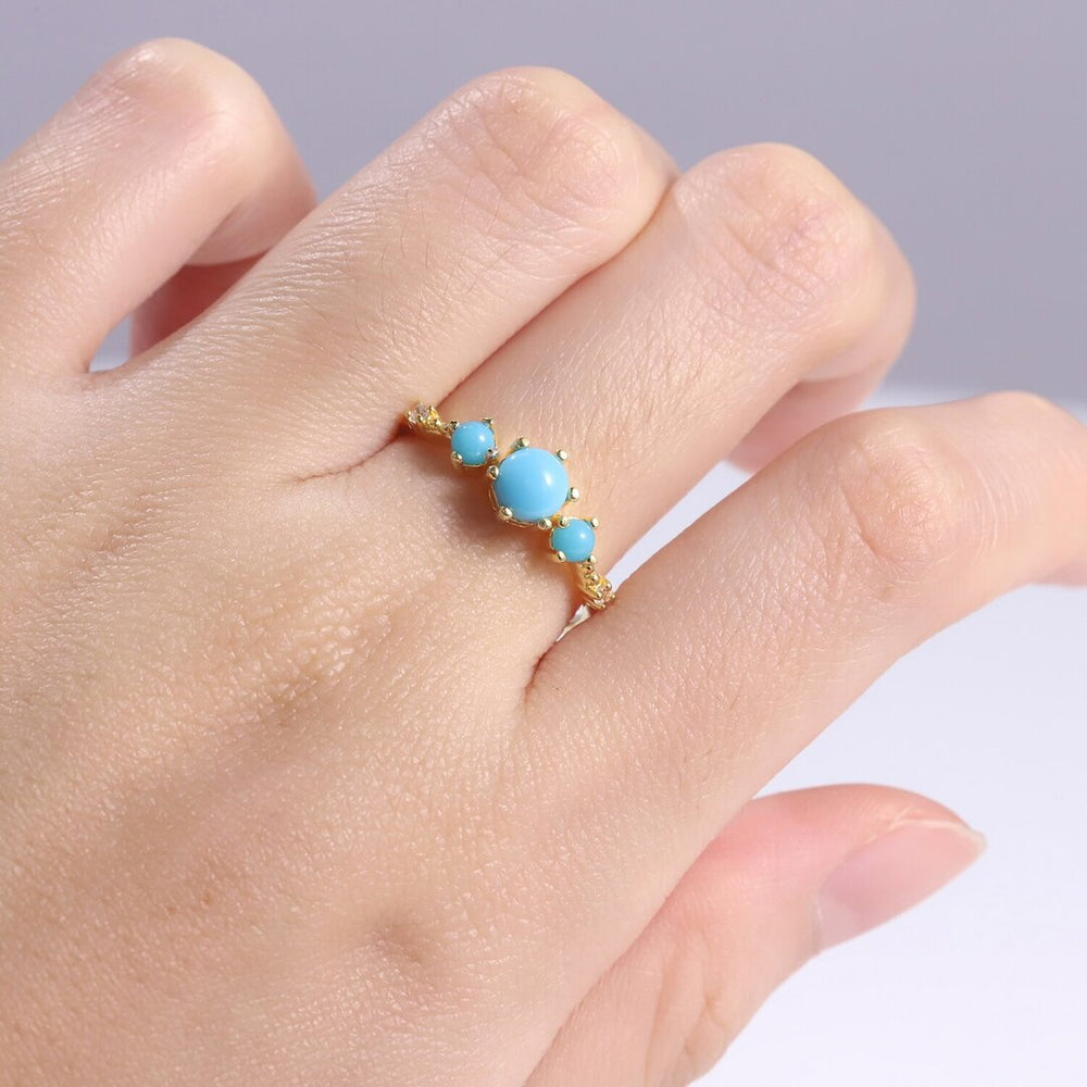 Bague femme dorée, pierre turquoise– Vente Flash Bijoux