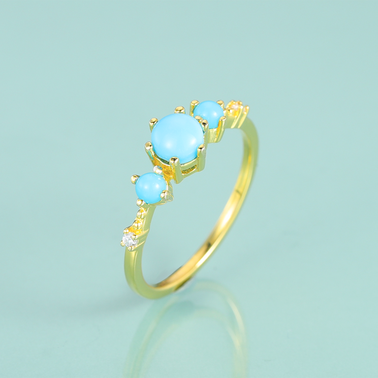 Bague femme dorée, pierre turquoise– Vente Flash Bijoux