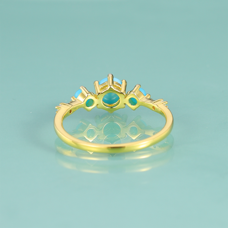 Bague femme dorée, pierre turquoise– Vente Flash Bijoux