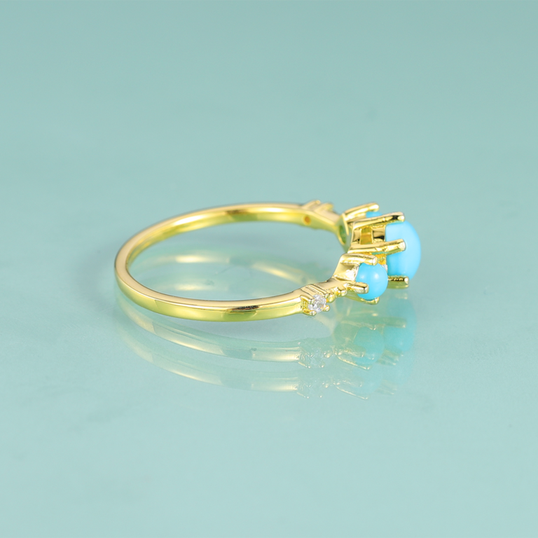 Bague femme dorée, pierre turquoise– Vente Flash Bijoux