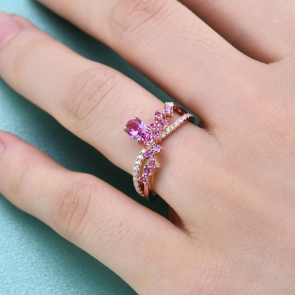 Bague femme dorée rose, zircon cubique, délicat – Vente Flash Bijoux