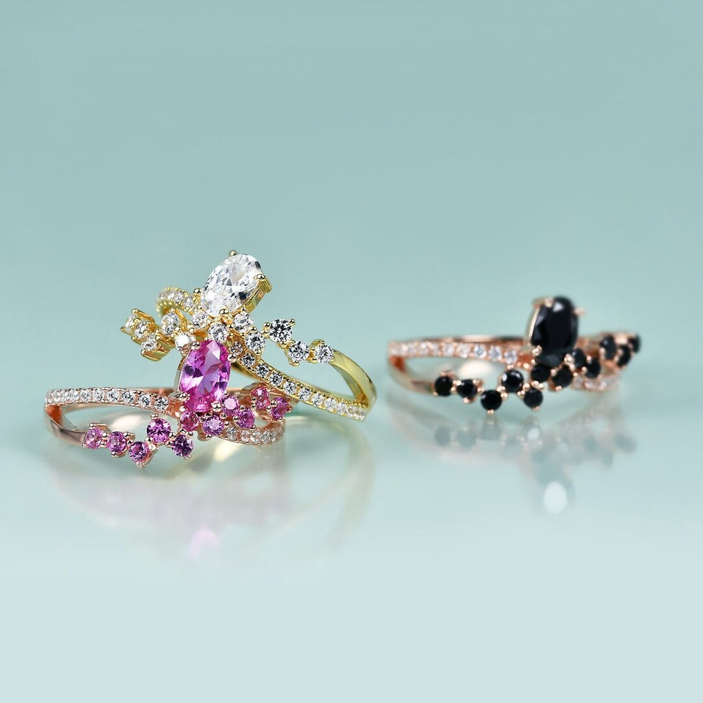 Bague femme dorée rose, zircon cubique, délicat – Vente Flash Bijoux