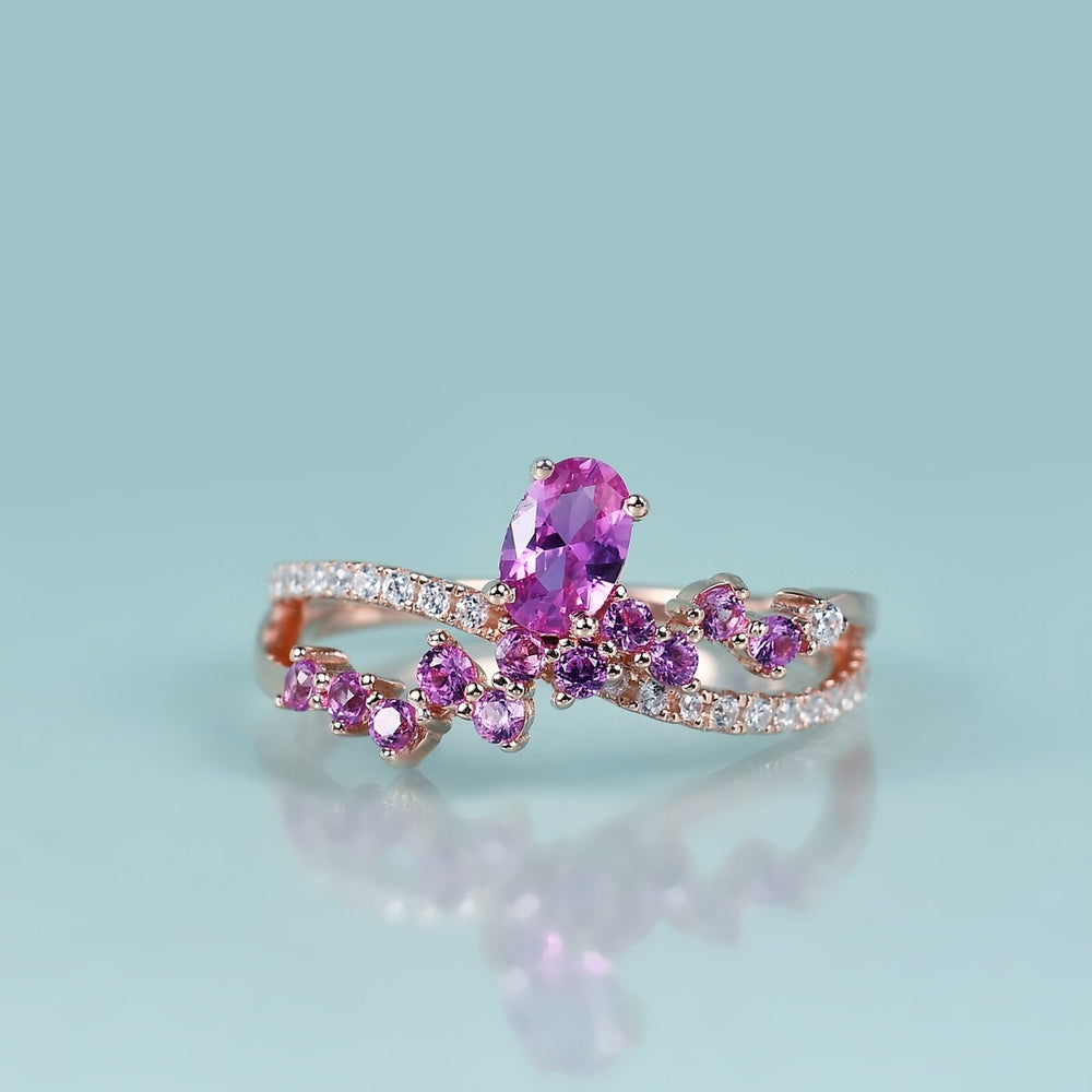 Bague femme dorée rose, zircon cubique, délicat – Vente Flash Bijoux
