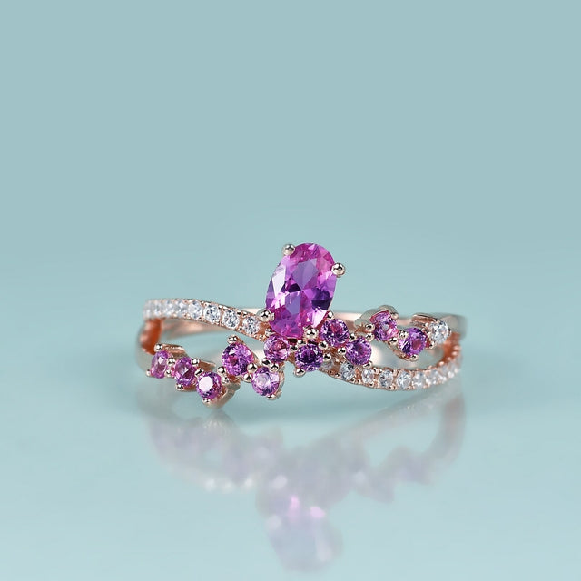 Bague femme dorée rose, zircon cubique, délicat – Vente Flash Bijoux