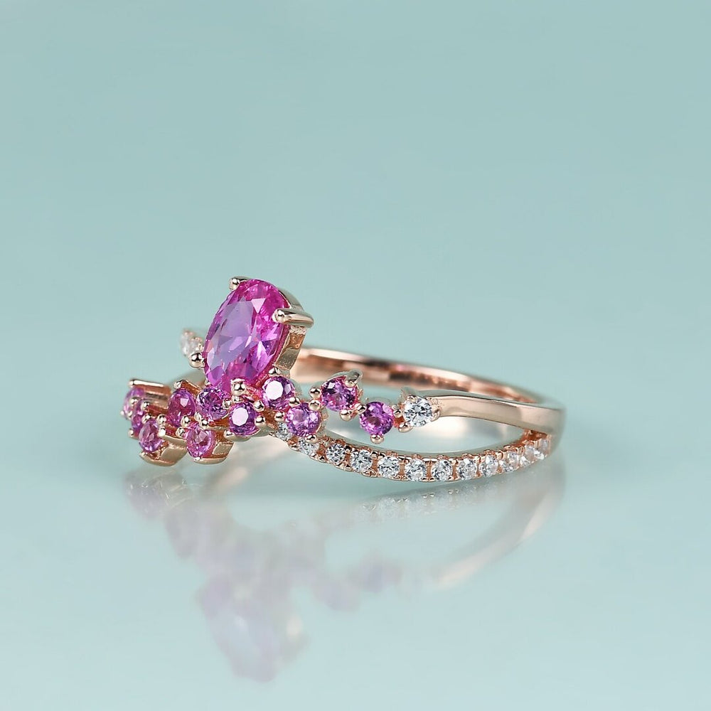Bague femme dorée rose, zircon cubique, délicat – Vente Flash Bijoux