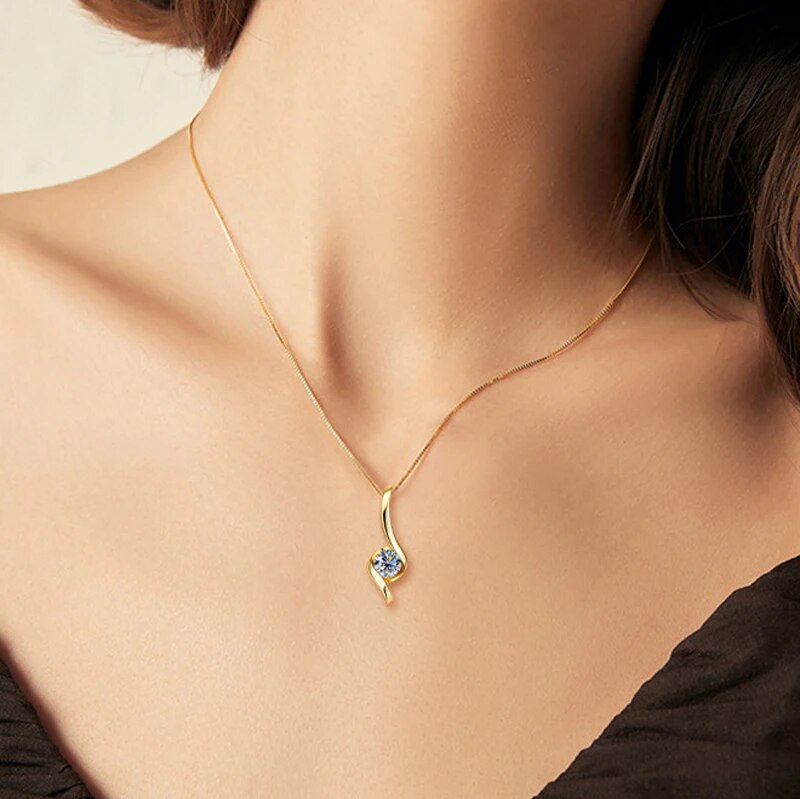 Collier femme doré ou argenté, moissanite – Vente Flash Bijoux